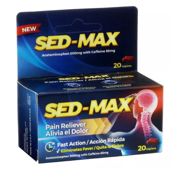 Sed-Max Pain Reliever and Fever Reducer 500mg of Acetaminophen; 20 Caplets