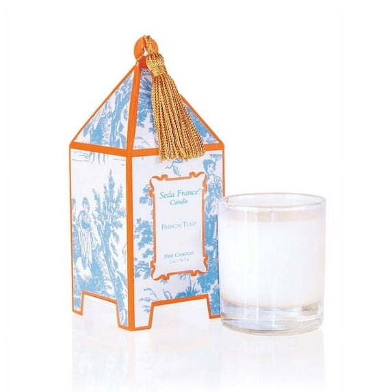 Seda France Classic Toile Mini Pagoda French Tulip Box Candle 2oz
