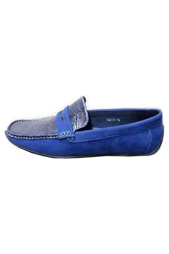 Sedagatti Mens Luxury Casual Blue Suede Slip-on Penny Loafer Shoes Size: 8