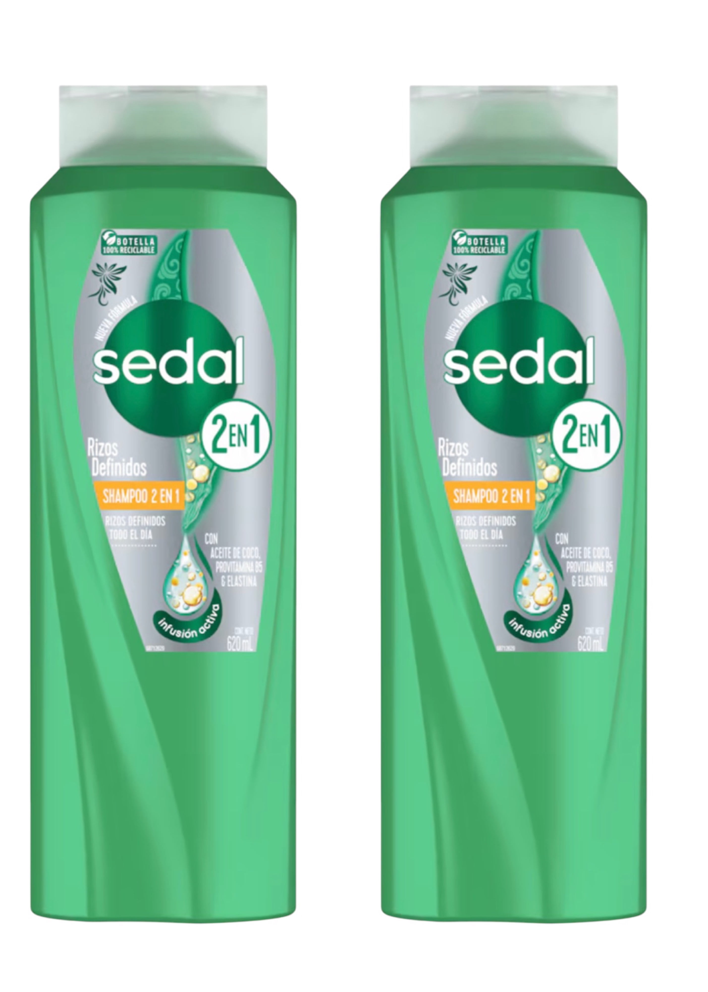 Sedal Shampoo Rizos Definidos 2 en 1 de 620 ml ( 2 Pack )
