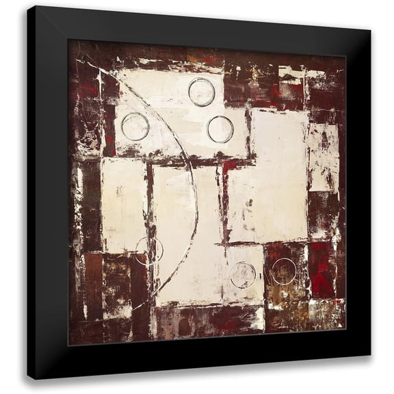 Sedalia, David 12x12 Black Modern Framed Museum Art Print Titled - Circles on brown-beige I