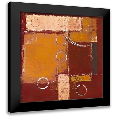 Sedalia, David 12x12 Black Modern Framed Museum Art Print Titled - Circles on red-brown II