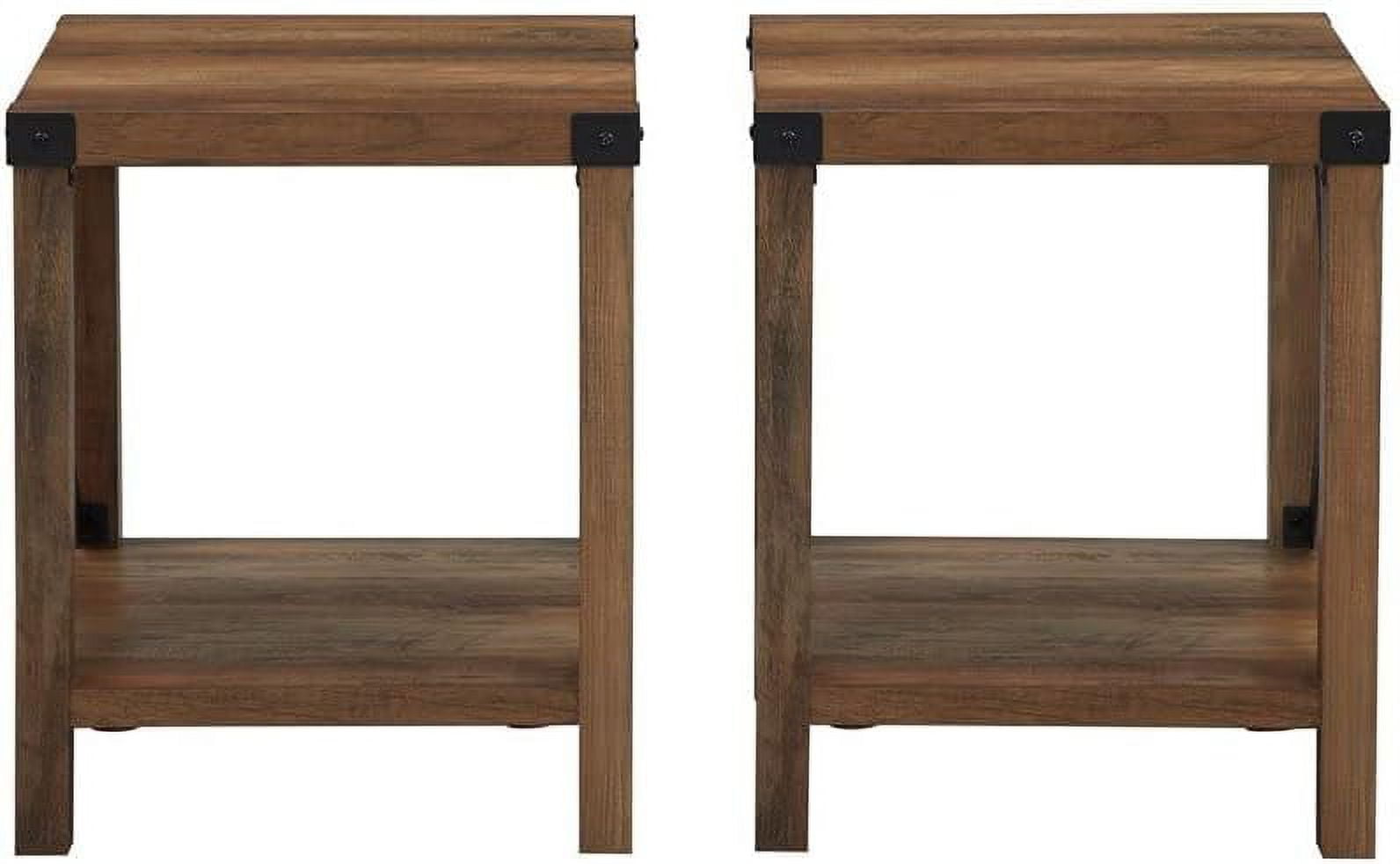 Sedalia Modern Farmhouse MetalX Side Table Set, 2 Pack, Rustic Oak