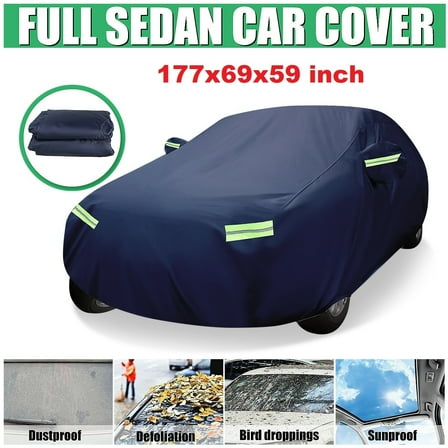 Sedan Car Cover Outdoor Waterproof Dust-proof Windproof UV Resistant All Weather Protection, Size M, 177x69x59inch