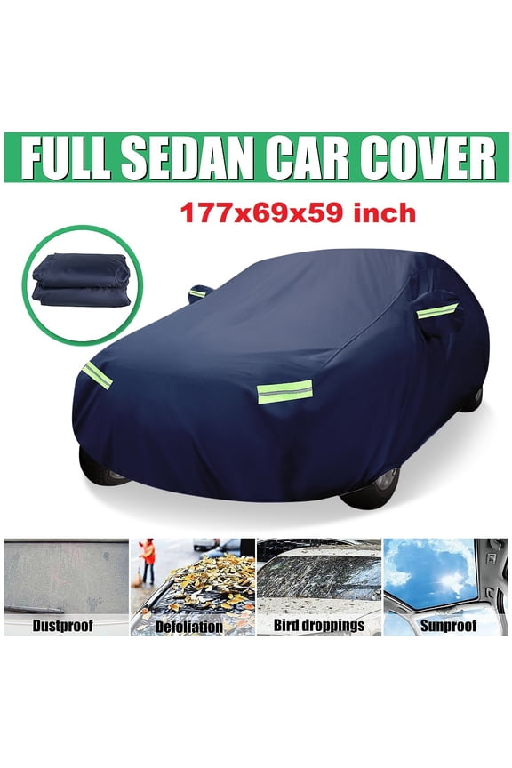 Sedan Car Cover Outdoor Waterproof Dust-proof Windproof UV Resistant All Weather Protection, Size M, 177x69x59inch