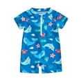 thumbnail image 1 of Sedceaty Infant Baby Boys Summer Rash Guard One-Piece Swimsuit, Short Sleeve Turtle Dolphin Print Swimwear Jumpsuit, 1 of 10
