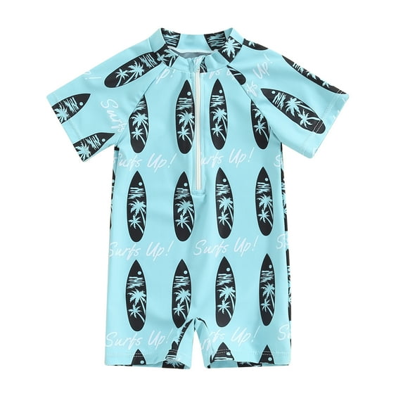 Sedceaty Toddler Baby Boys Rash Guard One-Piece Swimsuit, 0-24 Months 2T 3T Short Sleeve Crab Tree Print Bathing suit Summer Swimwear