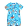 thumbnail image 1 of Sedceaty Toddler Boys Rash Guard One-Piece Swimsuit Rompers,0 -12 Months 1T 2T 3T Zipper Short Sleeve Shark Print Kids Bathing Suit Baby Swimwear, 1 of 10