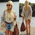 thumbnail image 1 of Sedceaty Women Bikini Cover Up, Floral Printed Bat Sleeve Cardigan Bikini Cover Up, Tassel Hem Loose Smock for Swimming Suits, 1 of 7