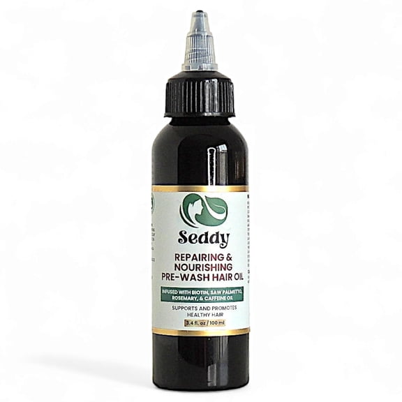 Seddy Pre-Wash Nourishing Hair Oil with Castor, Biotin, Coconut, Rosemary & Caffeine – 3.4 fl oz