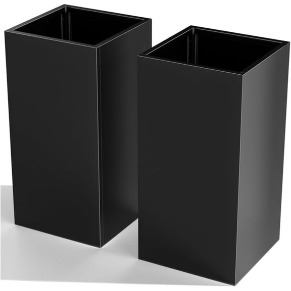 Sedeke 2 Pack Tall Metal Cube Planter for Outdoor Plants 15" L x 15" W x 30" H, Heavy Duty Steel Planter Box with Removable Insert Shelf, Rectangular Planters