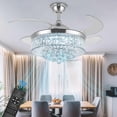 thumbnail image 1 of Sedeke 42'' Ceiling Fans with Light, Silver Retractable Crystal Chandelier Fan, Reversible, Remote Control, Dimmable Ceiling Light Kits for Dining Living Room Silver, 1 of 12