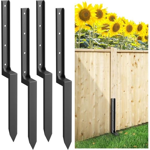 Sedeke 4PCS Fence Post Repair Kit, Heavy Duty Fence Post Repair Stakes, Anchor Ground Spike for Fix Broken Wooden Support