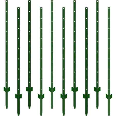 Sedeke Fence Posts 4 Feet, Pack of 10, 3-4-5-6-7Ft Heavy Duty Garden Metal Steel Fence Post with U-Channel, No Dig Steel U Post Fencing for Lawn, Garden