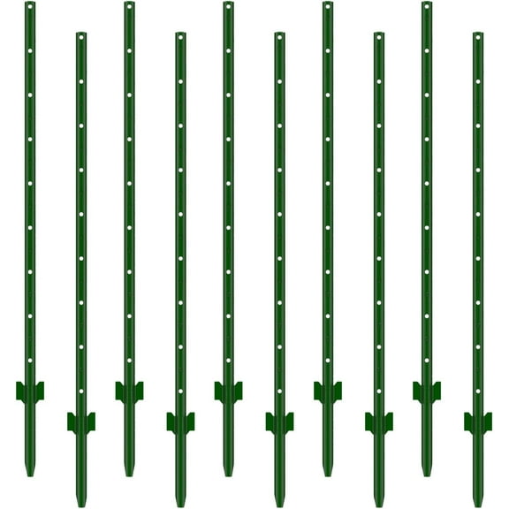 Sedeke Fence Posts 5 Feet, Pack of 10, 3-4-5-6-7Ft Heavy Duty Garden Metal Steel Fence Post with U-Channel, No Dig Steel U Post Fencing for Lawn, Garden