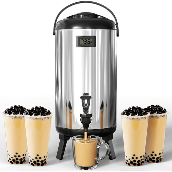 Sedeke Insulated Beverage Dispenser 3.2 Gallon/12 L, Hot&Cold Water Dispenser with Spigot for Coffee Juice Tea Milk, Stainless Steel Drink Dispenser for Parties Silver