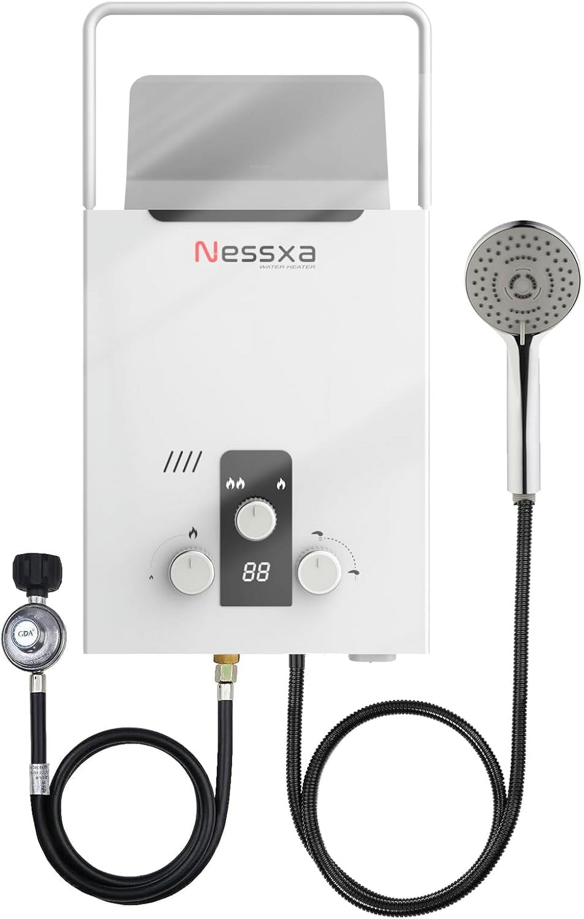 Sedeke Tankless Water Heater Propane with Digital Display, 2.11 GPM 8L RV Portable Instant Hot Gas Water Heater with Overheating Protection for Indoor and Camping,40824 BTU