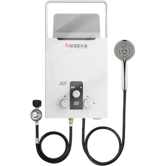 Sedeke Tankless Water Heater Propane with Digital Display, 2.11 GPM 8L RV Portable Instant Hot Gas Water Heater with Overheating Protection for Indoor and Camping,40824 BTU