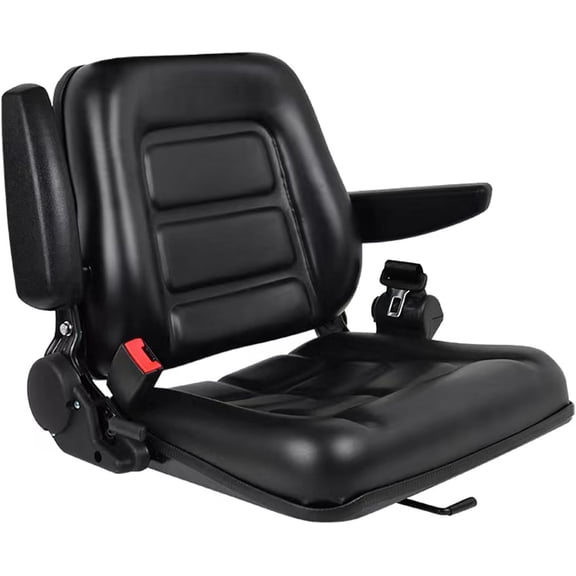 Sedeke Universal Forklift Seat,Fold Down Tractor Seat with Adjustable Angle Back Armrest, Armrest And Safety Belt,for Tractor, Excavator Skid Loader Backhoe Dozer Telehandler
