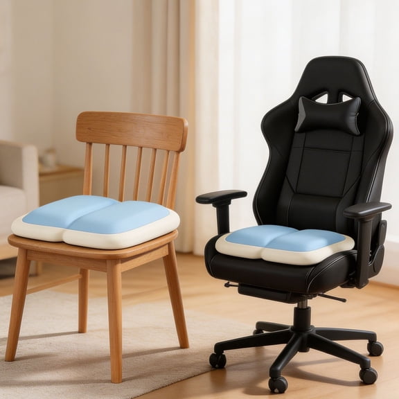 Sedentary Height Increasing Chair Cushion Memory Foam Ergonomic Seat Pad Hip Support Non-Slip Base Posture Correction Pressure Relief Breathable Sitting Cushion for Office Car Gaming Wheelchair Use