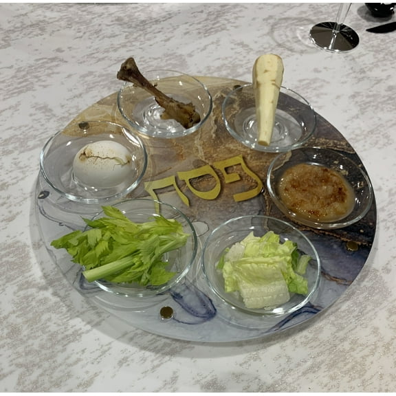 Passover Seder Plate - Acrylic Gold & Silver