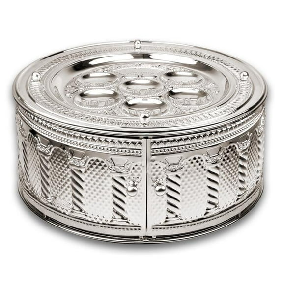 Seder Plate with 3 Tier Silver Plated Royal Palace Design  - 6 x 15 in.