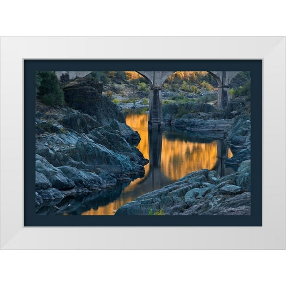 Sederquist, Betty 32x24 White Modern Wood Framed Museum Art Print Titled - Usa-California This old railroad bridge crossing the North Fork of the American River