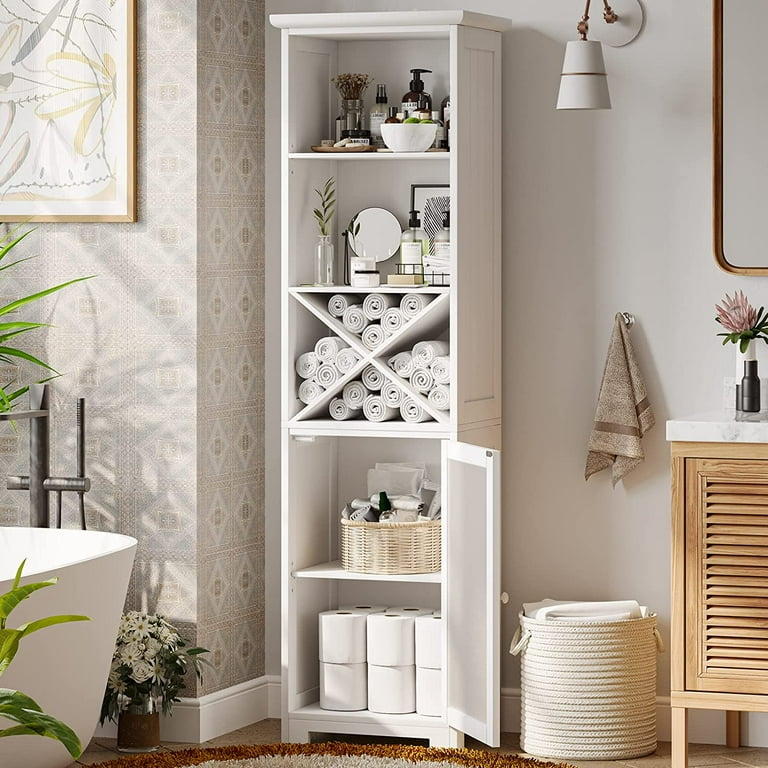 Spirich Tall Slim Bathroom Storage Cabinet, Floor Freestanding Narrow Tall  Cabinet with Adjustable Shelves for Bathroom, Living Room, White