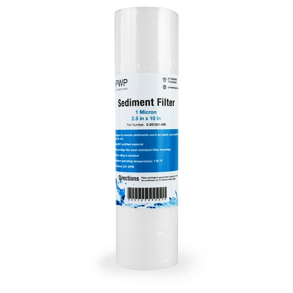 Sediment Melt Blown Water Filter Cartridge 2.5x10" 1 Micron Single