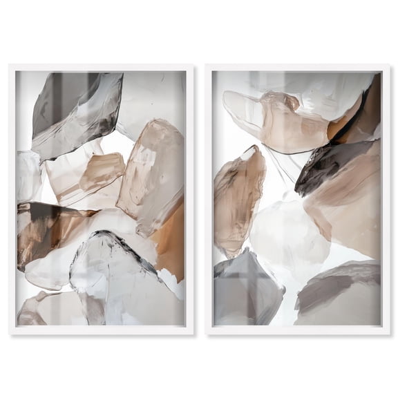Sedimentary Hues Set Shadowbox Print Abstract Wall Decor Set by Art Remedy, White Frame, 20 x 30