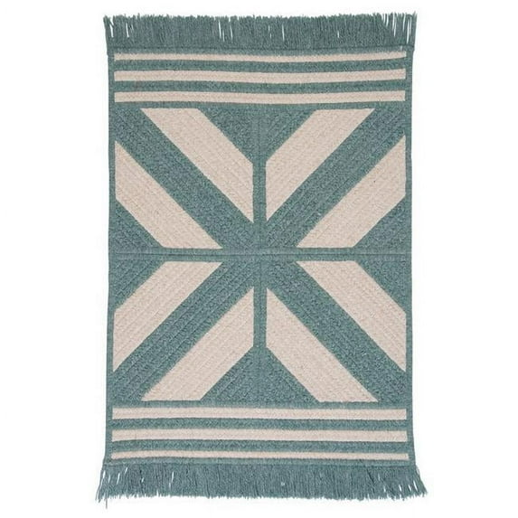 Sedona 2'x8' Teal Rug - 65% Polyester / 35% Wool - Braided Construction
