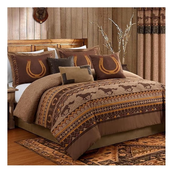 Sedona 7-Piece Southwestern Wild Horses Microsuede Bedding Comforter Set (King)
