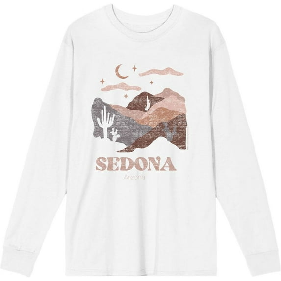 Sedona Arizona Adult White Crew Neck Long Sleeve Tee-Medium