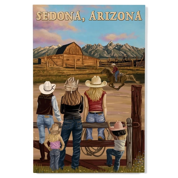 Sedona, Arizona, Cowgirls Birch Wood Wall Sign (12x18 Rustic Home Decor, Ready to Hang Art)