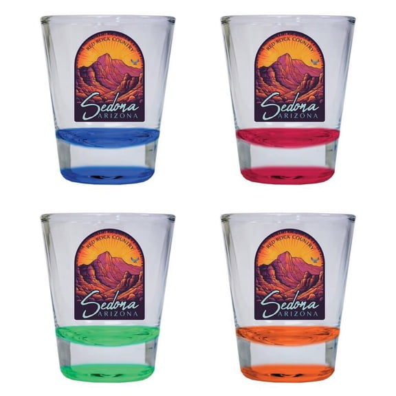 Sedona Arizona Design C Souvenir 2 oz Round Shot Glass Multicolor (4-Pack)