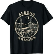 Sedona Arizona Linocut Distressed Desert Illustration T-Shirt Black