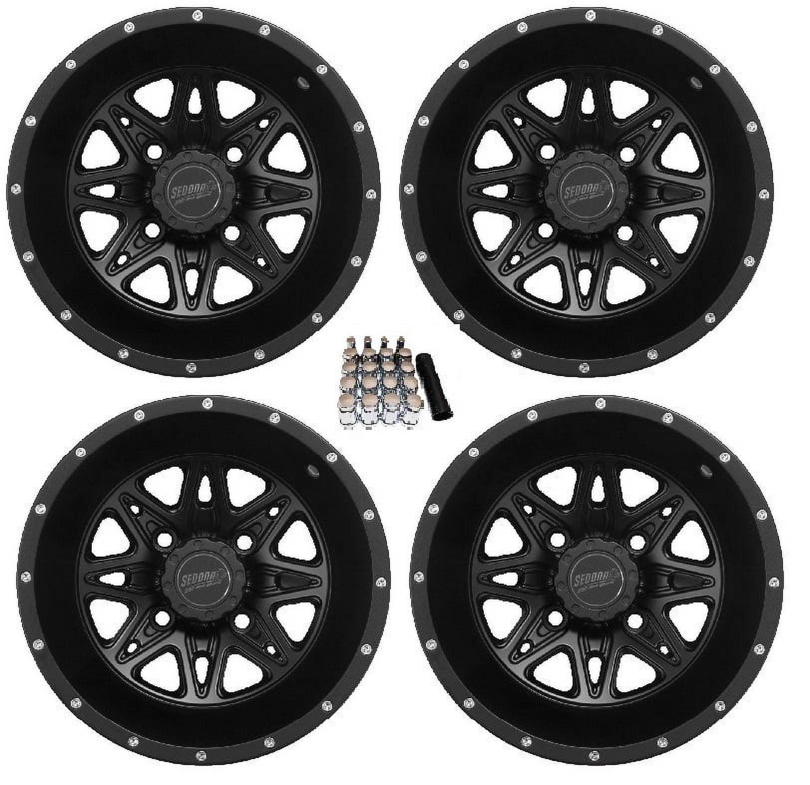 14 Inch Rims 4 Lug Sedona Hollow Point UTV Wheels - Gloss Black 14x8 ...