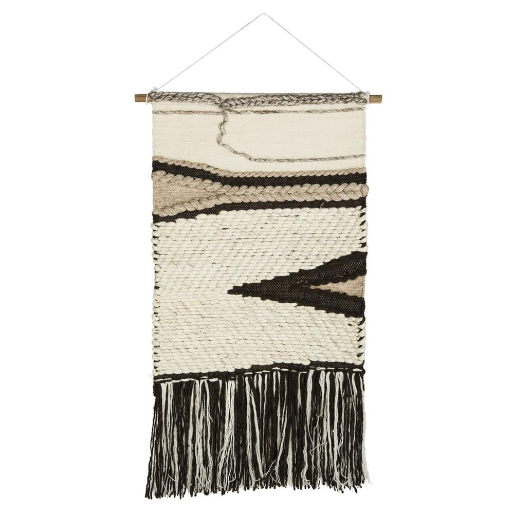 Sedona Beige and Brown Woven Wall Tapestry with Fringe