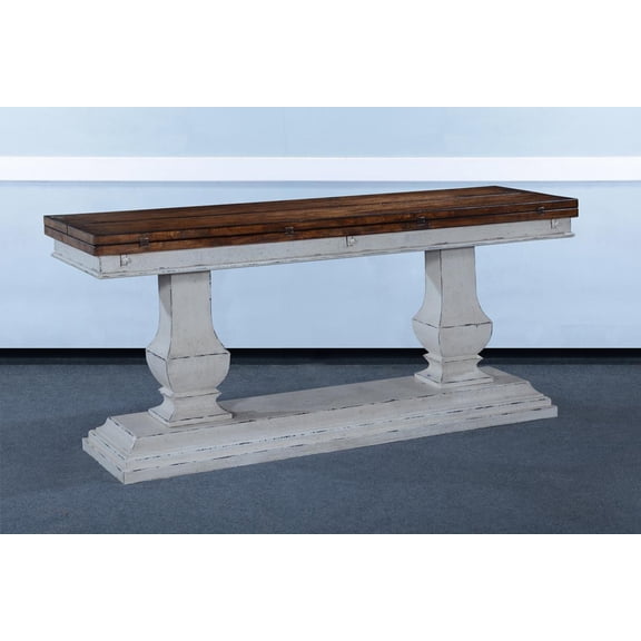 Sedona Console Table-Antique White, Rustic Pecan | Tuscan Style