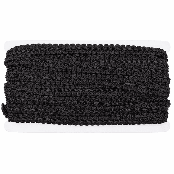 Sedona Designz 1/2” French Braid Gimp Trim – 15 Yards Bolt – Decorative Upholstery & Sewing Trim for Furniture, Curtains, Pillows, Crafts & Home Décor Projects - Black