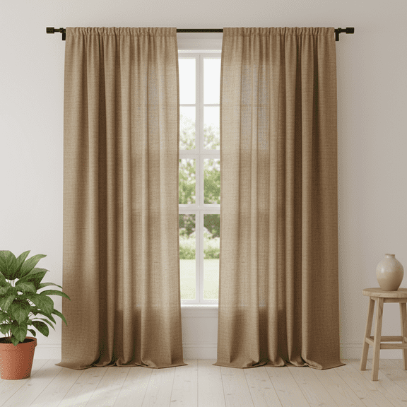 100 % Natural Jute Burlap Panel Drape Backdrop Window Curtains (60" x 84")