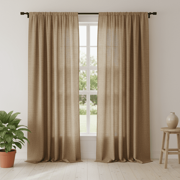100 % Natural Jute Burlap Panel Drape Backdrop Window Curtains (60" x 84")