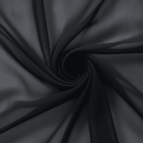Sedona Designz 120 Inches Wide Sheer Voile Chiffon Fabric for Events - Black