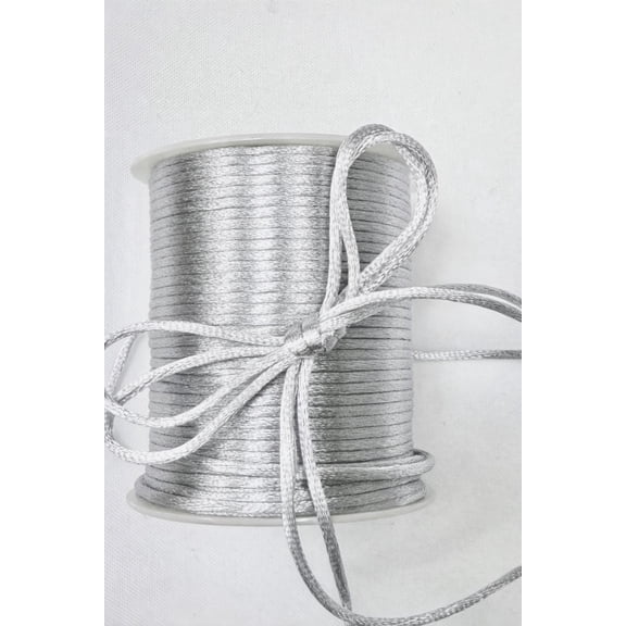 Sedona Designz 2mm Satin Rat Tail Cord String – 100 Yards Roll – Smooth Shiny Nylon Cord for Jewelry Making, Crafts & Decorations - Silver