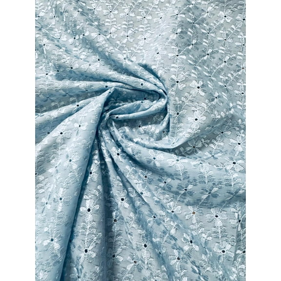 Sedona Designz 41” Eyelet Floral Embroidered Fabric – Soft Poly Cotton Broadcloth by The Yard, All-Over Floral Eyelet Design – 65% Polyester, 35% Cotton