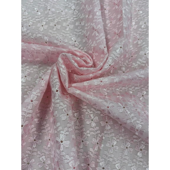 Sedona Designz 41” Eyelet Floral Embroidered Fabric – Soft Poly Cotton Broadcloth by The Yard, All-Over Floral Eyelet Design – 65% Polyester, 35% Cotton