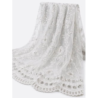 mesh material for dresses White Shiny Fabric by the Yard stage costumes Starlight - Black Heavy Beaded