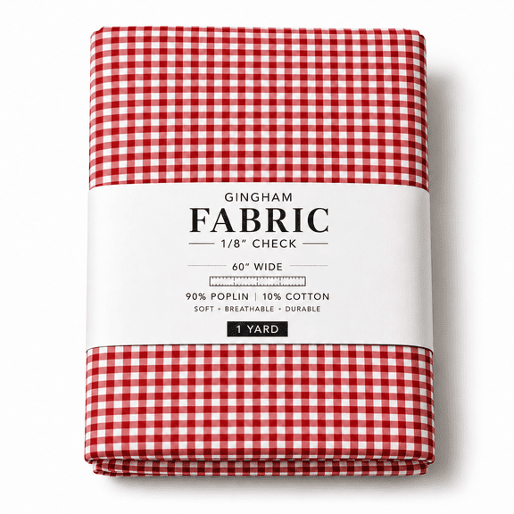 Sedona Designz 60" Wide Gingham Fabric by the Yard, 1/8" Checkered Poplin Shirting Material for Sewing and Crafts