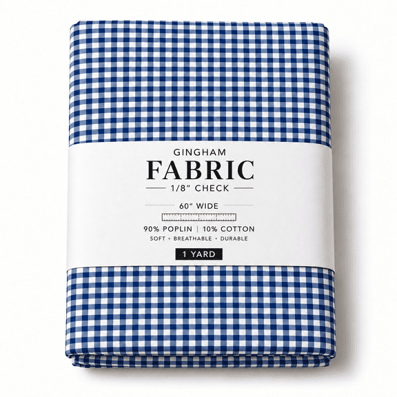 Sedona Designz Gingham Fabric by the Yard, 60" Wide 1/8" Checkered Poplin Shirting Fabric, 90% Poplin 10% Cotton