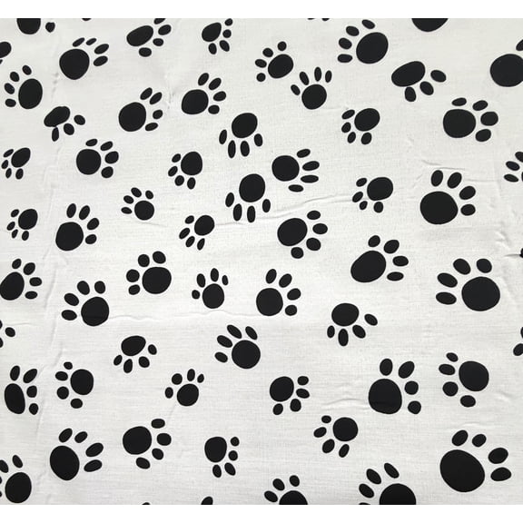 Sedona Designz 60" Wide Dog Paw Print Fabric – 100% Polyester Fabric by The Yard – Pet Paw Pattern Fabric for Sewing, Crafts, Pet Accessories, Apparel, Home Décor & DIY Projects - Black Paw Print